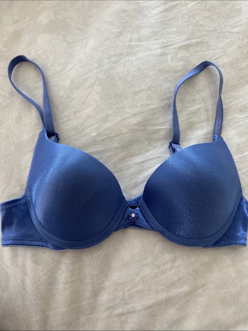 Frederick's of Hollywood Shiny Navy Blue Molded T-Shirt Bra